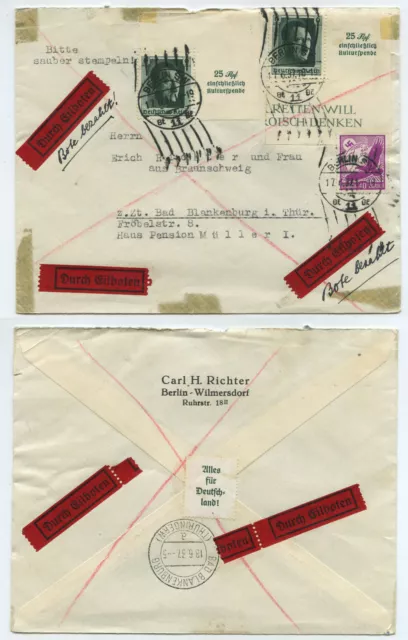77772 Mi.Nr. 534 u. 648 - Beleg, Eilbote - Berlin 17.6.1937 nach Bad Blankenburg