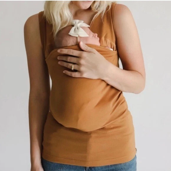 Size Small LALABU Baby Soothe Shirt in Camel