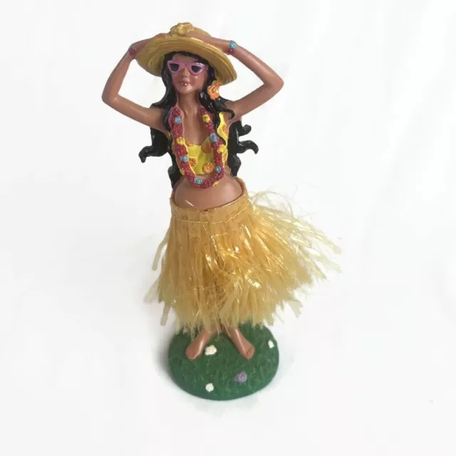 Dancing Hula Girl  Bobble Figurine with Grass Skirt & Lei 7.5"