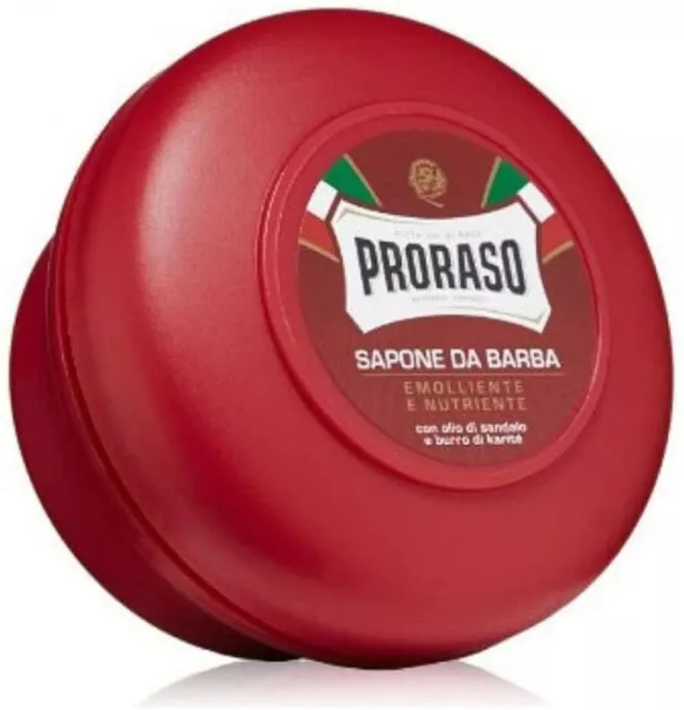 Proraso shaving soap cream 150ml red bowl / jar / tub Sandalwood and Shea Butter