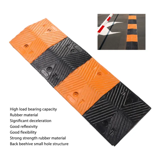 Speed Bump Strip - 6 Ft Rubber Speed Humps with Modular Interlocking Design  - Stop and Slow Cars - for Outdoor, Road, Ramp Ends, Driveway Curb Ramps