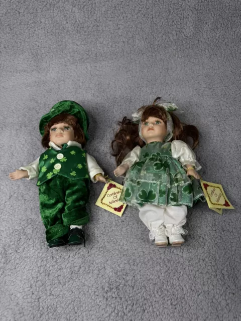 Irish St. Patrick's Day Doll Set (2), Collector's Choice by Dan Dee. Boy & Girl