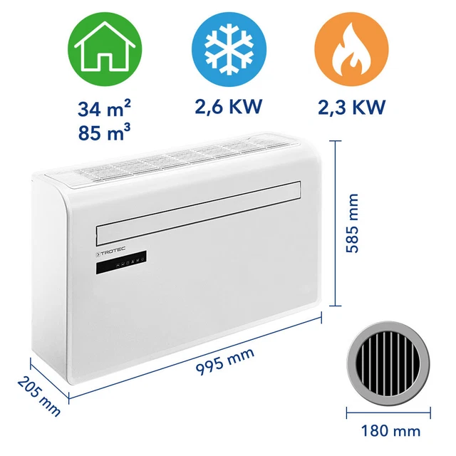 TROTEC Aire acondicionado de pared PAC-W 2600 SH Enfriador de aire 2