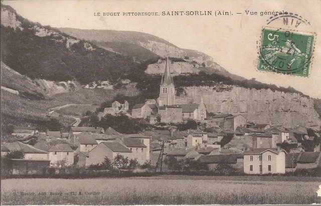 CPA 01 SAINT SORLIN. VUE GENERALE. EGLISE....ECRITE.EN 1910 TBE (ref 38)