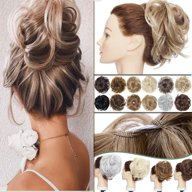 85G Messy Bun Hair Piece Scrunchie Updo Curly Wrap Extension Real as Human Thick