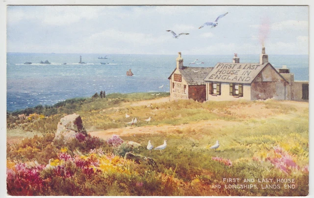 Cornwall; First & Last House In England, Lands End PPC, Unposted, c 1930's