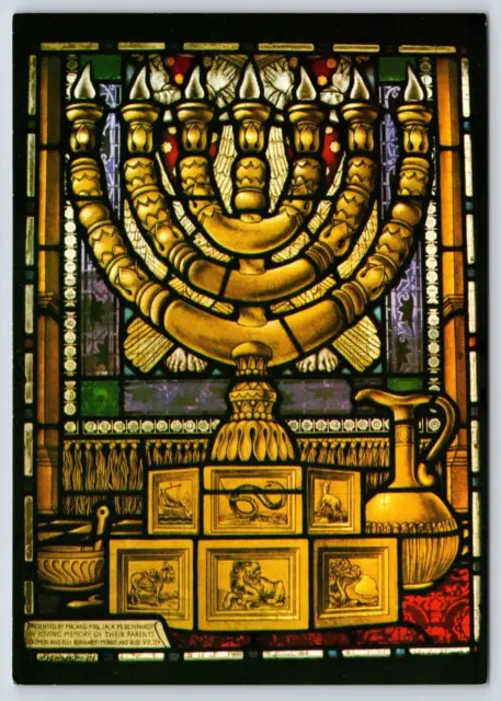 Israel Jerusalem Hechal Shlomo Synagogue Windows Vintage Postcard Continental