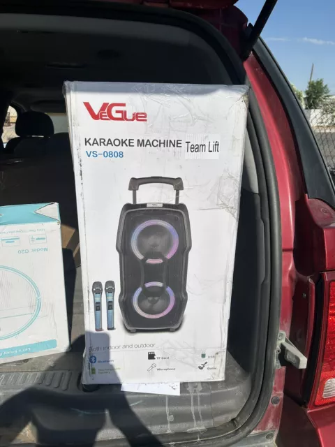 New VeGue VS-0808 Karaoke Machine Wireless Bluetooth PA System w/ Wireless Mics
