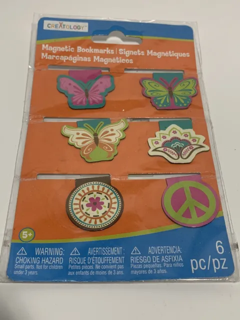 Creatology Magnetic Bookmarks Set of 6 Butterfly Flowers Peace Whimsical