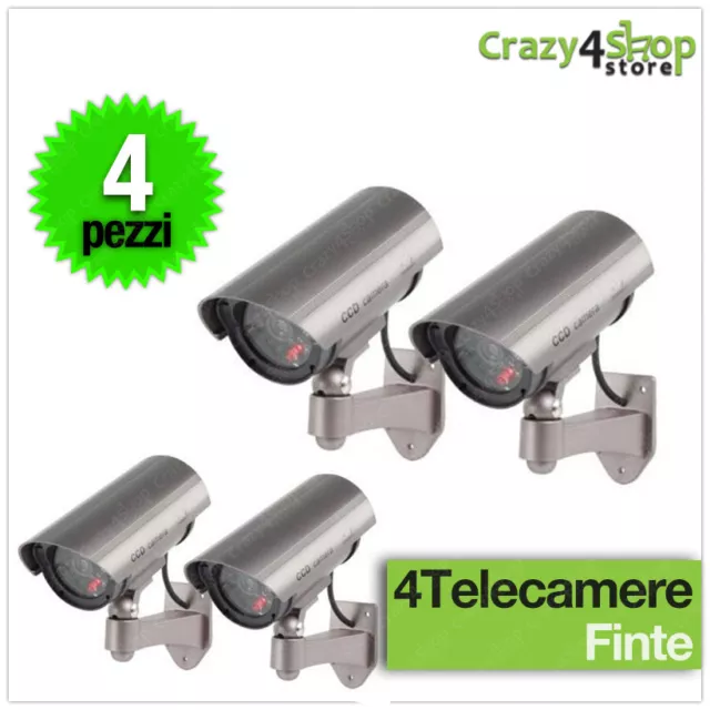 4 Telecamere Finta Dome Dummy Con Led Ir Lampeggiante Videosorveglianza Camera