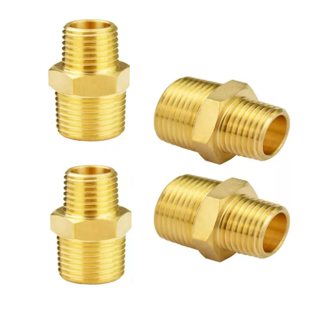 4Pcs 3/4" GHT 1/2 NPT Male Brass Nipple Garden Hose Convert Adapter Fittings