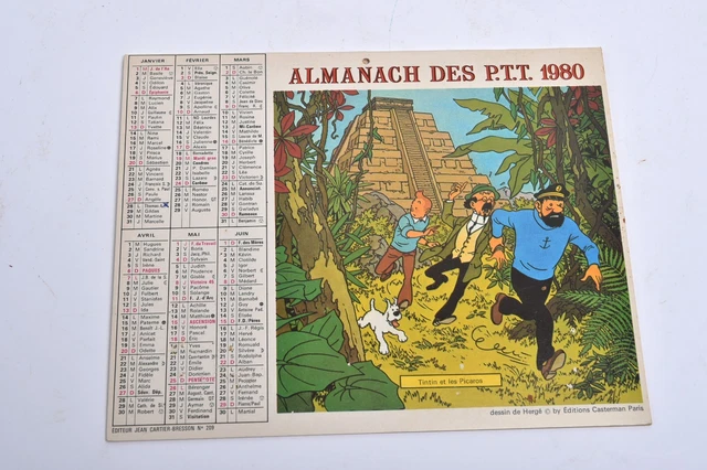 Lot De 2 Calendriers Tintin – Années 1978 Et 1980, éditions CIJ, Bon état
