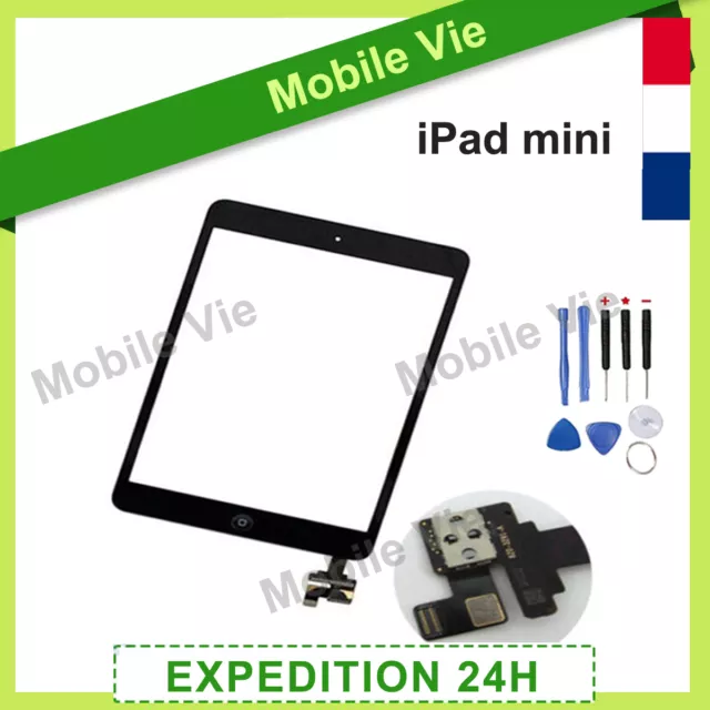 ECRAN VITRE TACTILE iPAD MINI NOIR COMPLÈTE PRÉ ASSEMBLÉES AVEC IC COMPOSANT