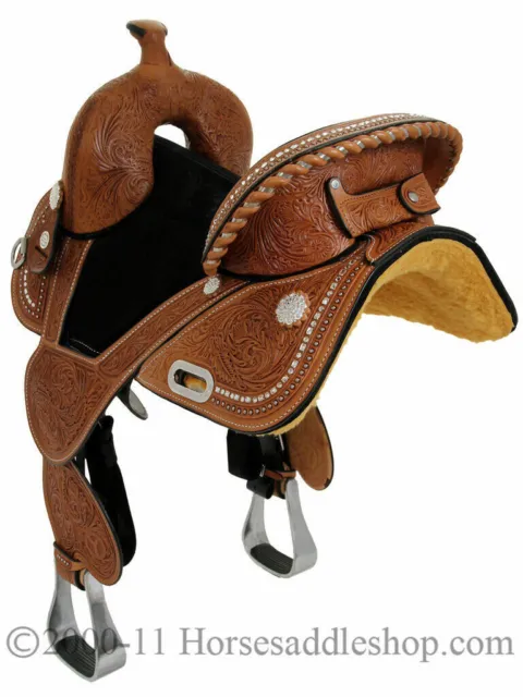 Western/ heavy duty Treeless leather Pleasure Reining 16" Saddle All Sizes