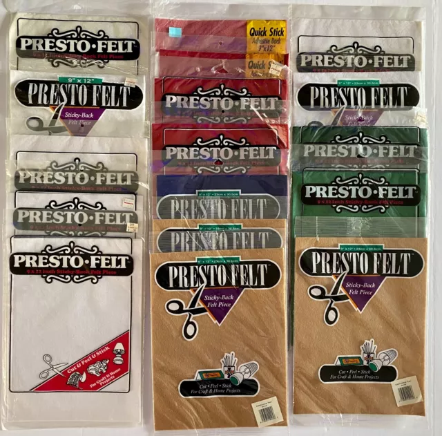 Lote de 17 Piezas de Fieltro Pegajoso Espalda Kunin Presto Fieltro Blanco Rojo Azul Bronceado Verde NUEVO