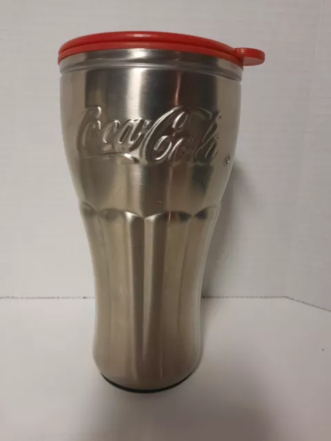 Coca Cola Collectors Tumbler. Stainless Steel With Red Lid.