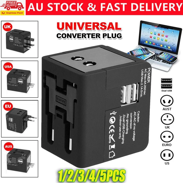 Travel Adapter World Universal Plug Charger Converter UK EU AU US Dual USB Port