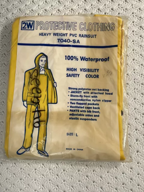 New 2W Protective Clothing Heavy Weight PVC Rain Suit Yellow 7040-SA Size L