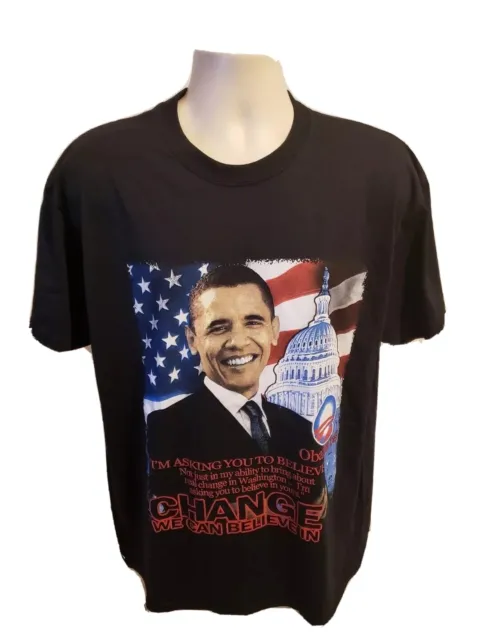 2008 Obama Change We Can Believe In Adult Black XL TShirt