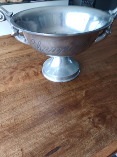 Seau à Glace Art Déco Taittinger - Métal Argenté, Poignée Col De Cygne - France