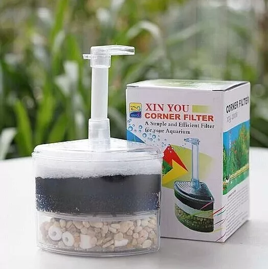 Fish Tank Aquarium Pump Air Driven Bio Corner Filter Sponge Fry Betta nano tank