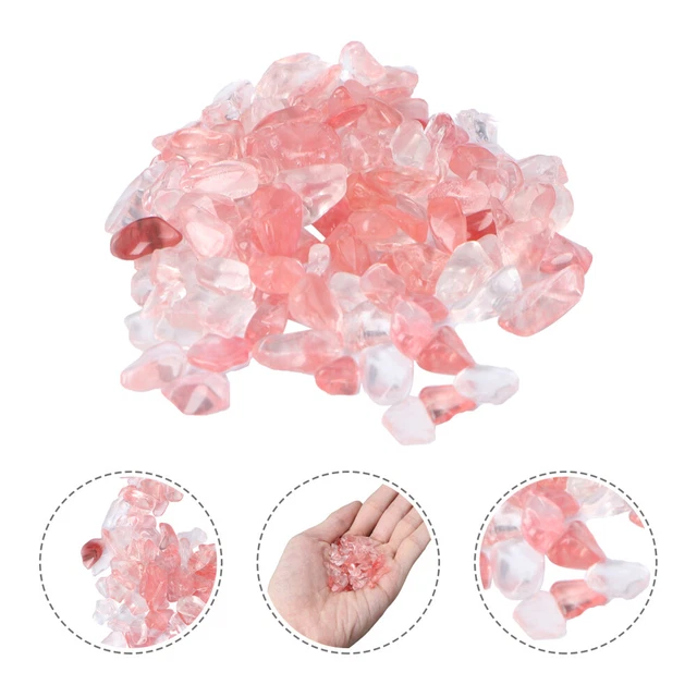 Decoración de vidrieras macetas blancas cristal rosa piedra de acuario rosa