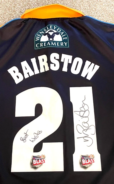 Puma Yorkshire VIKINGS Cricket Natwest BLAST 20/20 Bairstow SIGNED shirt M