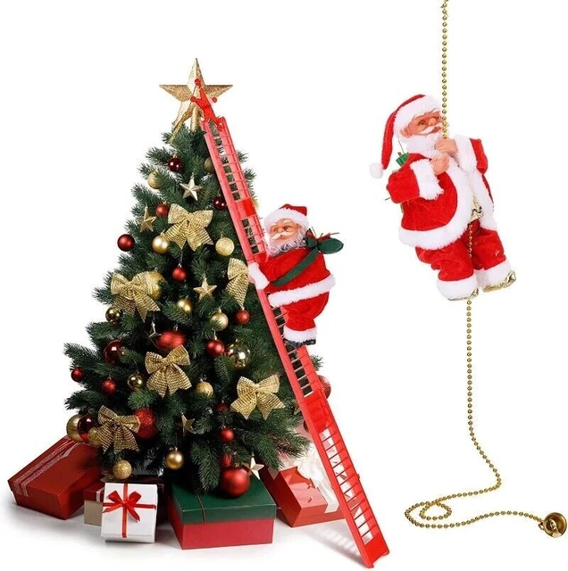ANIMATED MUSICAL SANTA Claus Electric Climbing Ladder Christmas Decor