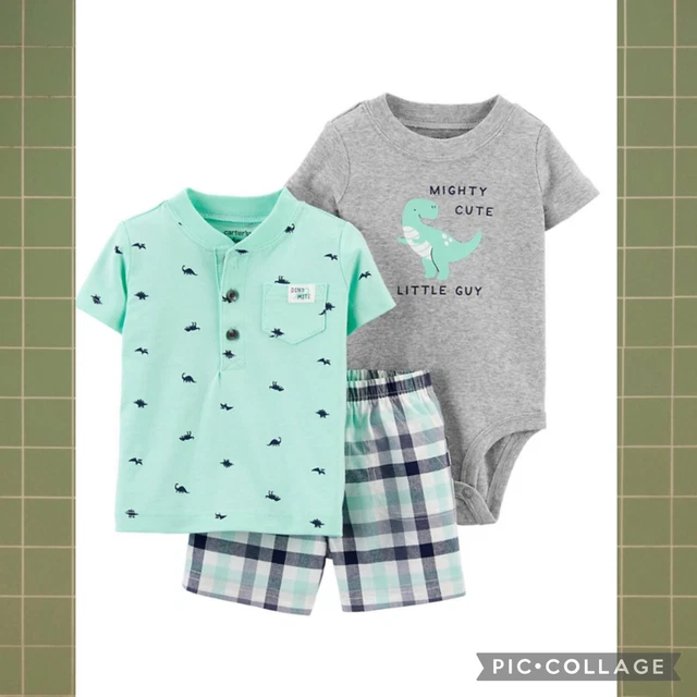 Carter's Baby Boy 3-Piece Dinosaur Top, Bodysuit & Shorts Set size 24mo 2T