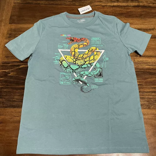 NEW Old Navy Boys Youth Large Snake Graphic T-Shirt 10/12 Green NWT