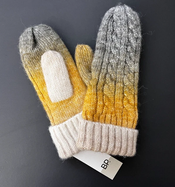 BP Nordstrom Womens One Size Soft Cable Knit Fleece Lined Mittens