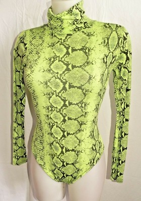 body T36 imprimé serpent col roulé jaune fluo overall bodie s 611/