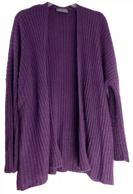 Wooden Ships Open Front Cardigan Sweater Mohair Wool Blend M/L PLUM purple