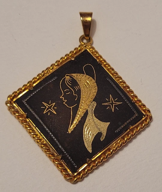 Pendentif Vintage Or De Tolède Damascène – Étoile 6 Branches – Breloque Toledo – Occasion