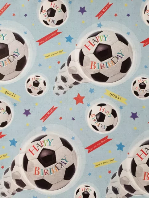 2 SHEETS OF THICK GLOSSY MALE  BIRTHDAY WRAPPING PAPER (football)