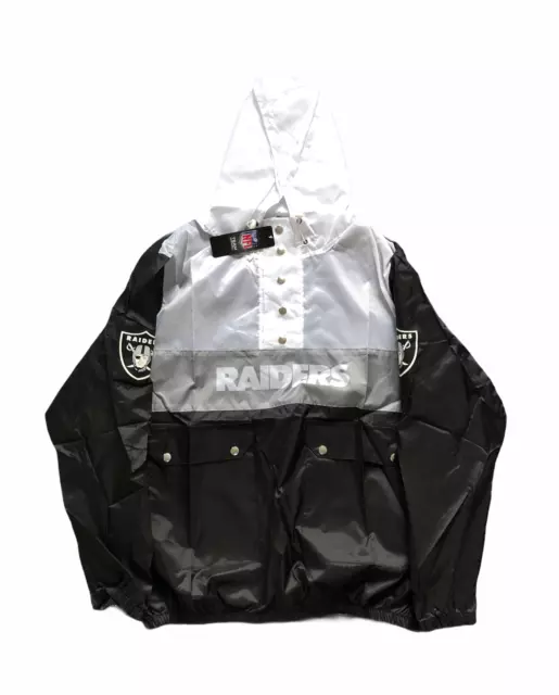 Las Vegas Raiders Jacket Men's NFL Majestic Overhead 1/2 Button Jacket - NWD