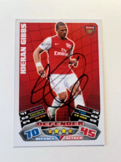 Hand signed football trading card of KIERAN GIBBS, ARSENAL FC autograph