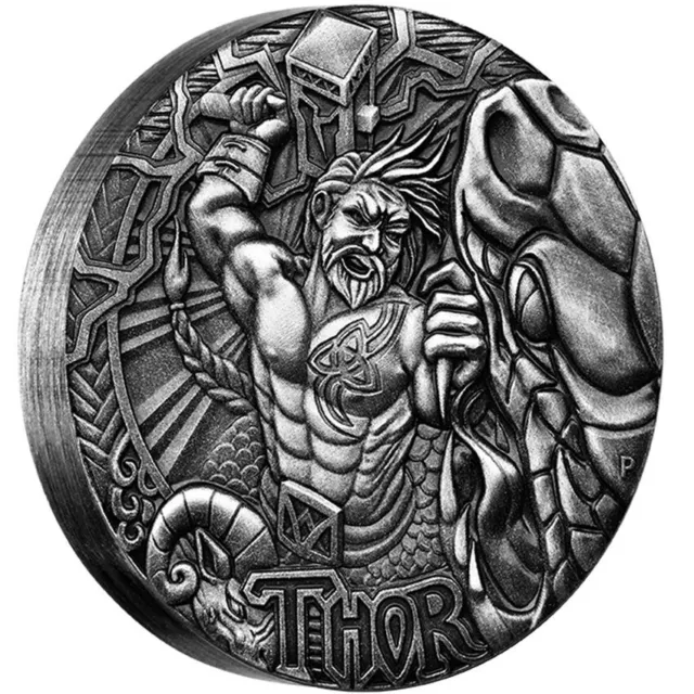 2016 Thor norse gods 2 oz  pure silver coin high relief