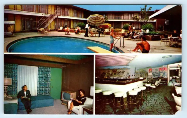 SAN FRANCISCO, California CA ~ Roadside Motel CARAVAN LODGE Pool c1960s Postcard