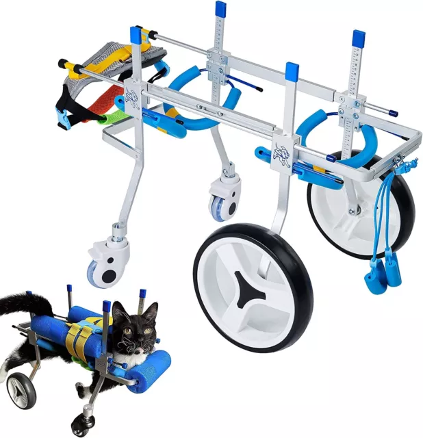 HobeyHove Adjustable 4-Wheel Dog Cart/Wheelchair for Pet w/ Disabled Hind Legs M