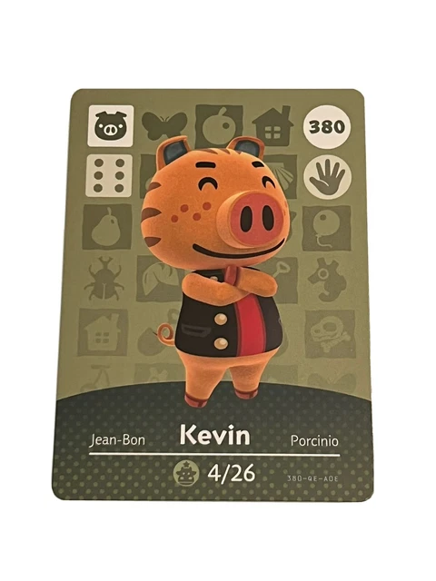 Animal Crossing Amiibo Card 380 Kevin Jean-Bon Porcinio Série 4 EU New - Foto 6