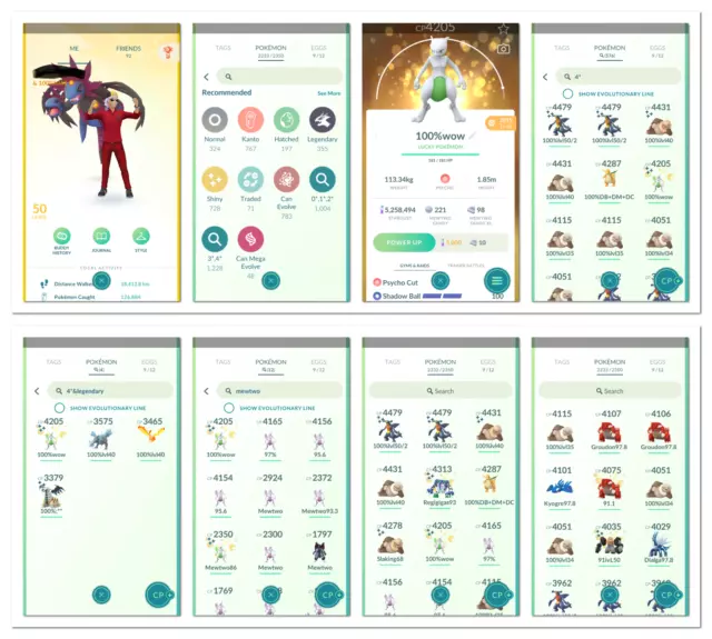 COMPTE POKÉMON GO Niveau 50 355x Légendaire 728x Brillant 576x 100IV Pokedex EUR 1.003