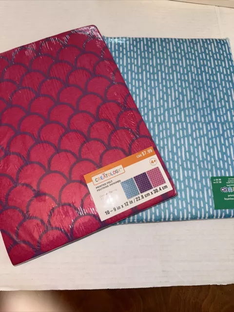 NUEVO Fieltro Impreso Creatología 20 Piezas. 4 patrones diferentes. 9""x12"""