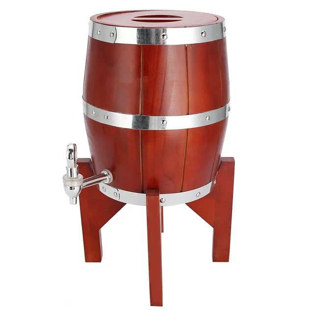 (Brown)3L Whiskey Barrel Mini Handmade Retro Oak Wine Barrel With Stand And