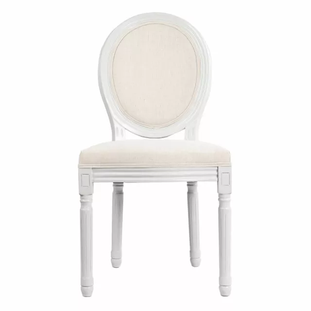 Set of 2 French Provincial Louis XV Style Upholstered Dining Chair Oval Back