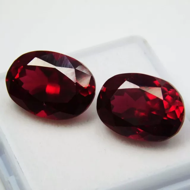 Par de piedras preciosas sueltas raras de corte ovalado rojo rubí natural...