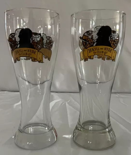 Set 2 Jekyll And Hyde Club Glasses Pint Beer New York City 8 1/4” Double Sided