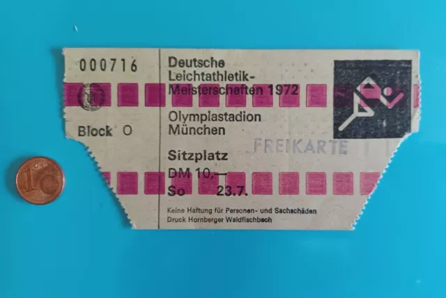 1972 OTL AICHER Ticket Leichtathik Olympia Stadion München  Munich 72  70ies