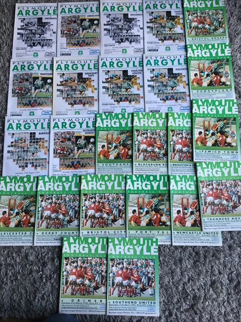 PLYMOUTH ARGYLE PROGRAMMES X 24 199192 £4.50 PicClick UK