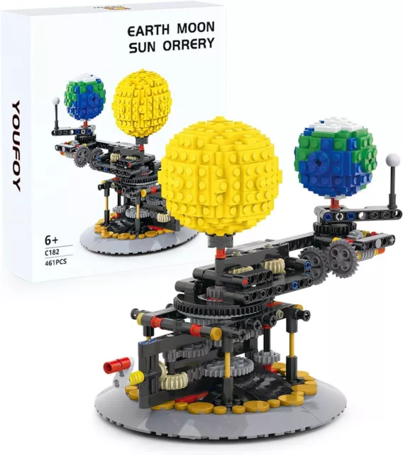 Earth Moon Sun Orrery Rotatable Solar System Kids Education Building Blocks Toys